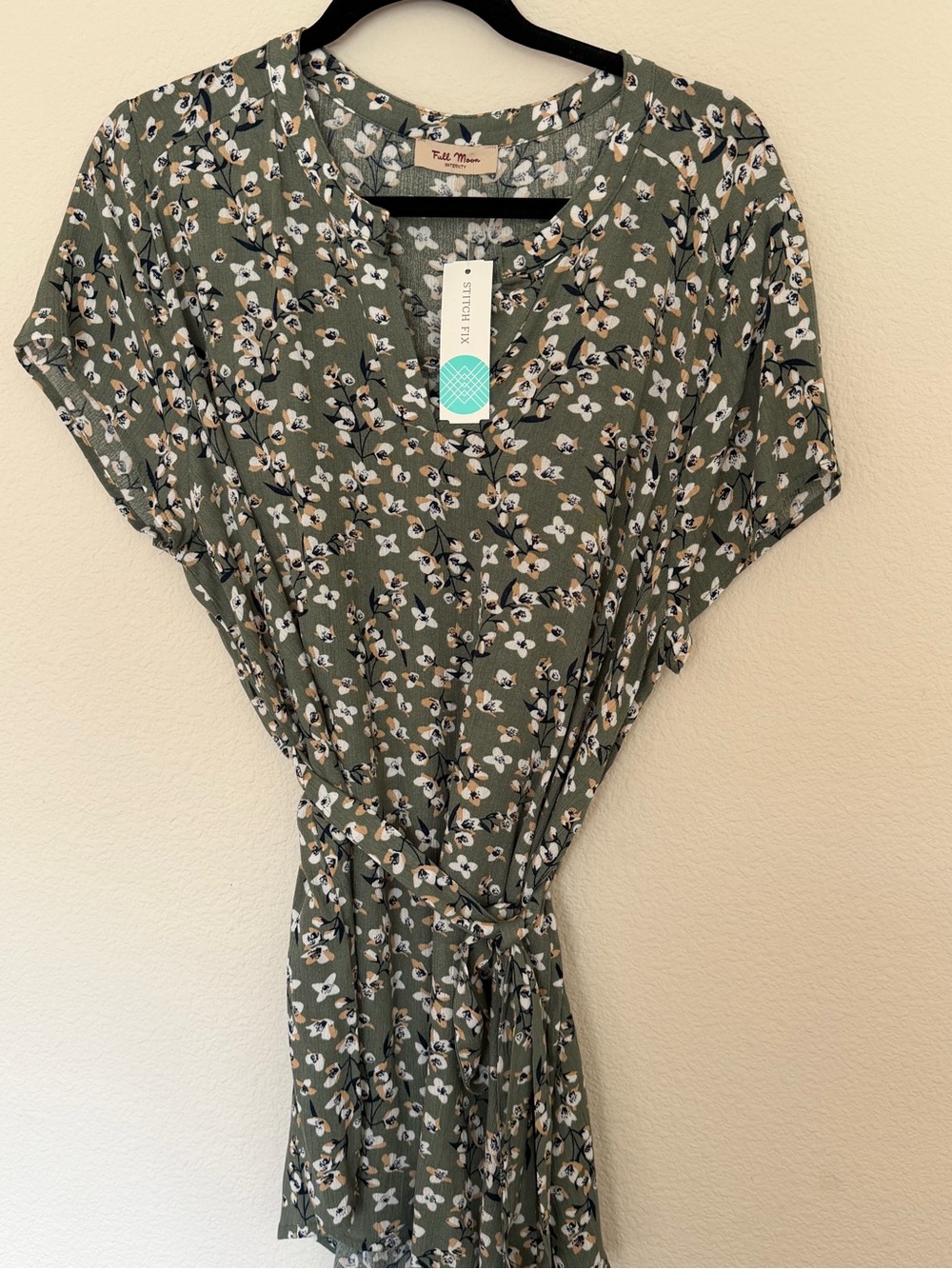 Full Moon Olive Floral Wrap Tunic - Maternity